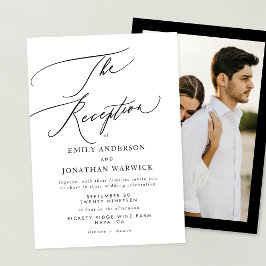 Convites Foto simples de Recepção de casamento preto branco