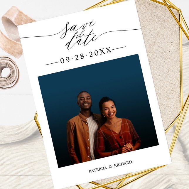 Convites Foto Simples de Save The Date para Casamento Chic (Criador carregado)