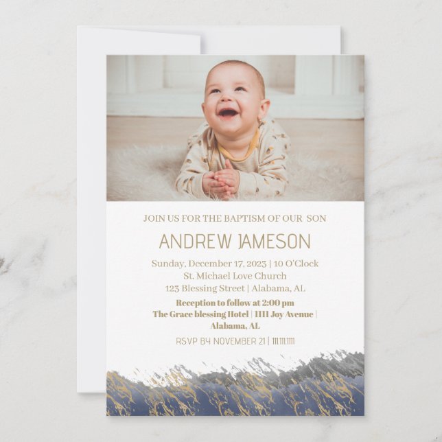 Convites Foto Simples e Elegante do Christian Round | Batis (Frente)