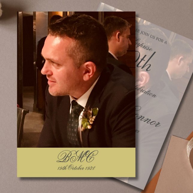 Convites Foto Simples Elegante de Aniversário do 80 Masculi (Criador carregado)