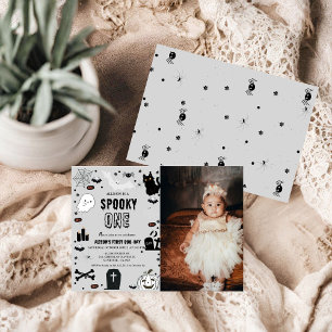Convites Foto Spooky One Halloween primeira festa de aniver