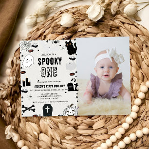Convites Foto Spooky One Halloween primeira festa de aniver