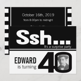 Convites Foto: ssh men black white aniversário de 40 anos