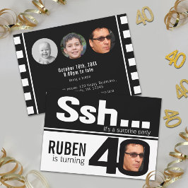 Convites Foto: ssh men black white aniversário de 40 anos 4