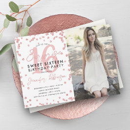 Convites Foto Surpresa de Confetti Dourada do rosa 16