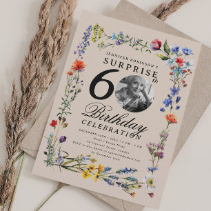 Convites Foto Surpresa de Flor Selvagem 60º Aniversário Cha