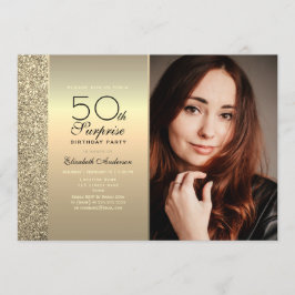 Convites Foto Surpresa Dourada Aniversário de 50 anos