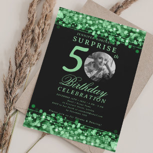 Convites Foto SURPRESA para festa de 50 anos com luzes verd