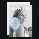 Convites *~* FOTO Sweet 16 Balão Arco-Íris AP29 Aniversário<br><div class="desc">(procure designs semelhantes no AP29 em vários produtos) ((Este design pode ser facilmente adaptado a QUALQUER IDADE ou EVENTO )) Consulte a página se precisar de ajuda. *~* Energy Enhanced SWEET 16 Convite de aniversário. Altere / Edite o texto e a FOTO da doce 16 Birthday Girl. Abstrato Artsy Girly...</div>