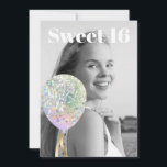 Convites *~* FOTO Sweet 16 Birthday Rainbow Balloon AP29<br><div class="desc">(procure designs semelhantes no AP29 em vários produtos) ((Este design pode ser facilmente adaptado a QUALQUER IDADE ou EVENTO )) Consulte a página se precisar de ajuda. *~* Energy Enhanced SWEET 16 Convite de aniversário. Altere / Edite o texto e a FOTO da doce 16 Birthday Girl. Abstrato Artsy Girly...</div>