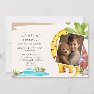 Convites Foto: Tema Dinossauro Selva Aniversário