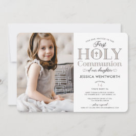Convites Foto tipográfica Primeira Filha Sagrada da Comunhã