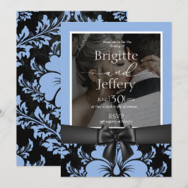 Convites Foto tradicional azul floral