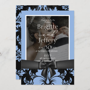 Convites Foto tradicional azul floral