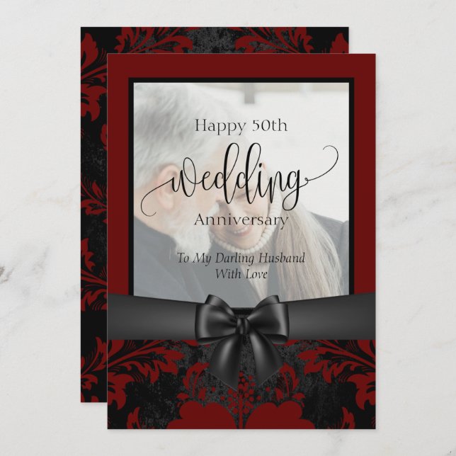 Convites Foto tradicional de aniversário de casamento de 50 (Frente/Verso)