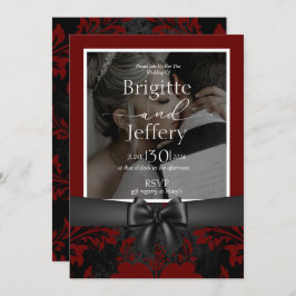 Convites Foto tradicional de casamento e preto
