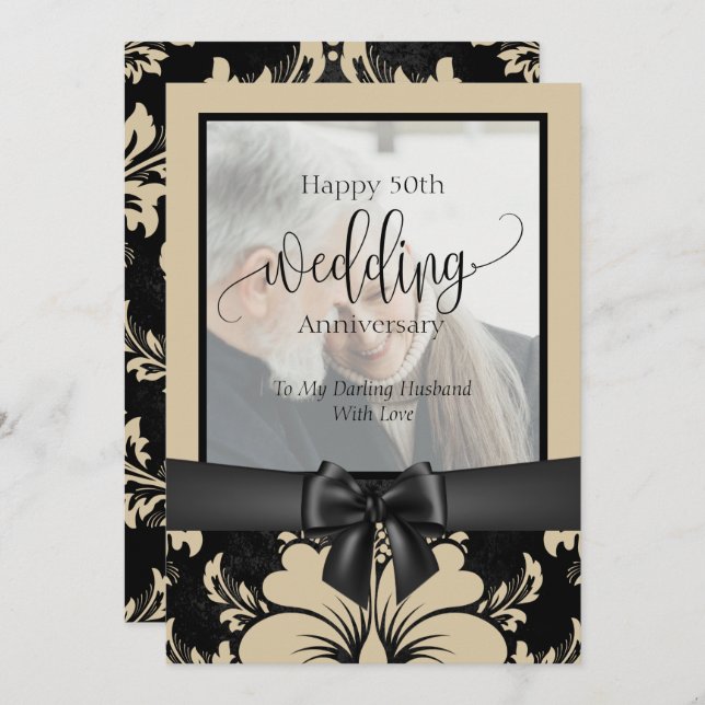 Convites Foto tradicional do feliz aniversário de 50 anos d (Frente/Verso)
