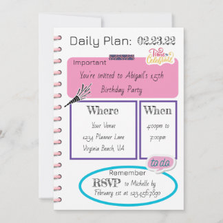 Convites Foto: Trendy Daily Planner Modern Chic Birthday
