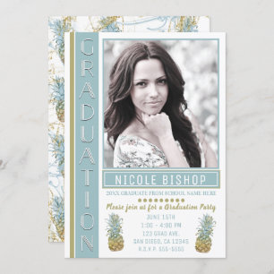 Convites Foto tropical do formando da festa de formatura do