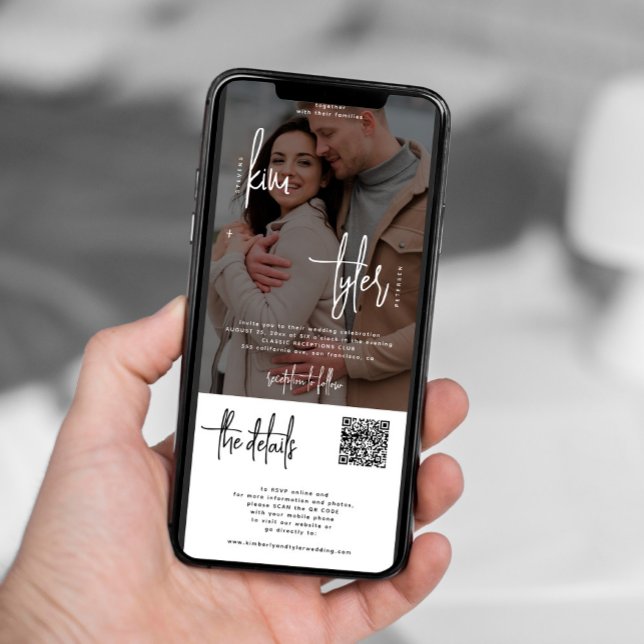 Convites Foto tudo em um código QR detalhes do casamento (Criador carregado)