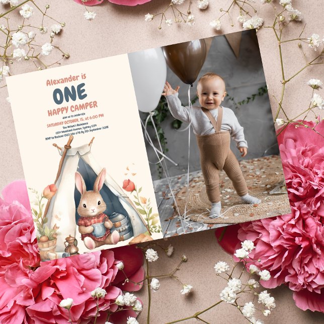 Convites Foto: Um primeiro aniversario de Feliz Camper Wood (Criador carregado)