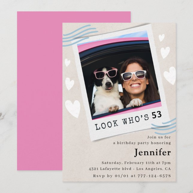 Convites Foto: Veja quem faz 53 anos (Frente/Verso)