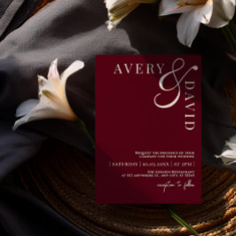 Convites Foto Vermelha de Casamento Moderno Minimalista