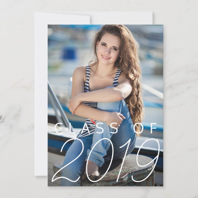 Convites Foto Vertical da Festa de formatura Azul do Marinh (Frente)