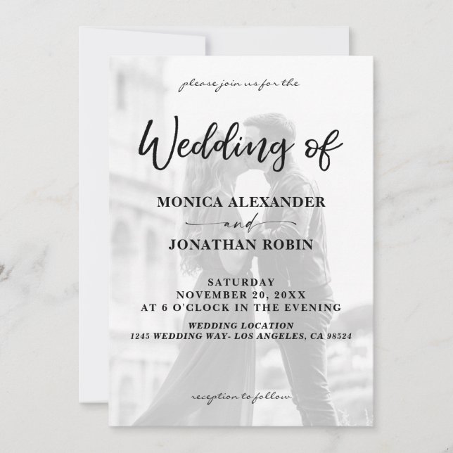 Convites Foto Vertical Moderno B&W Casamento 2 (Frente)