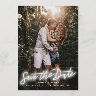 Convites Foto Vertical Neon Salvar a Data