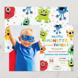 Convites Foto vibrante de primeiro aniversario de Monstro B