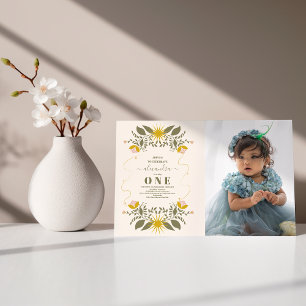 Convites Foto Vintage primeiro aniversario Botânico Celesti