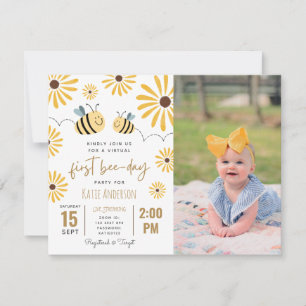 Convites Foto virtual de girassol amarelo Primeiro dia de a