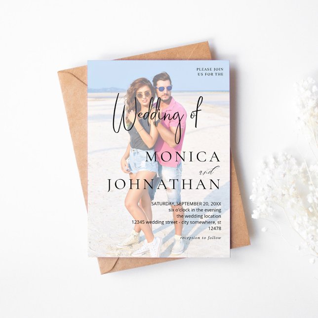 Convites Foto VS Black & W Modern Weding (Criador carregado)