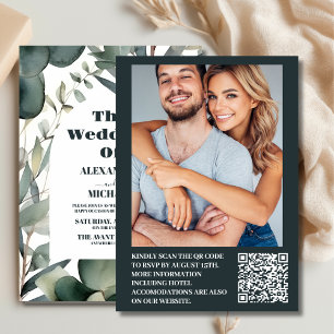 Convites Foto Watercolor Greenery Eucalyptus Wedding