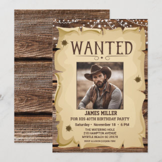 Convites Foto Western Funny Wied Poster aniversário de 40 a