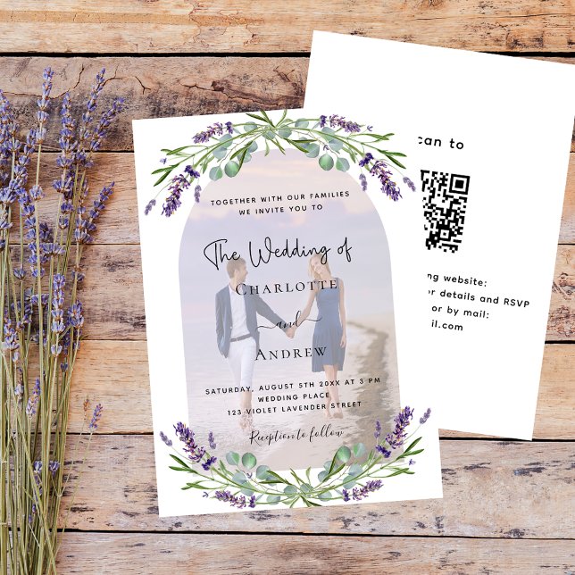 Convites Fotoflorais de lavanda RSVP casamento (Criador carregado)