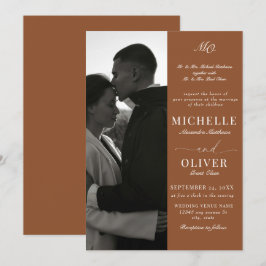 Convites Fotografia Clássica de Caligrafia Casamento Elegan