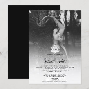 Convites Fotografia com o nome Bat Mitzvah, em forma de est