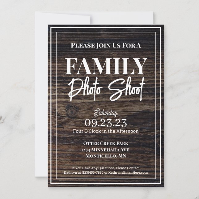 Convites Fotografia da Woodsy & Rustic Family (Frente)