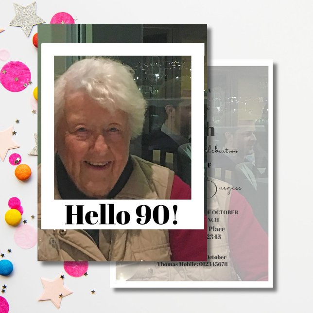 Convites Fotografia de 90 Birthday - Quadro Moderno (Criador carregado)