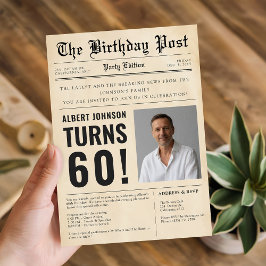 Convites Fotografia de Aniversário de 60 Anos em Jornal Ant
