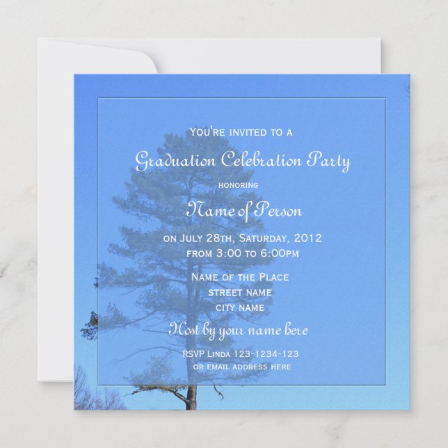 Convites Fotografia de árvore verde-azul (Frente)