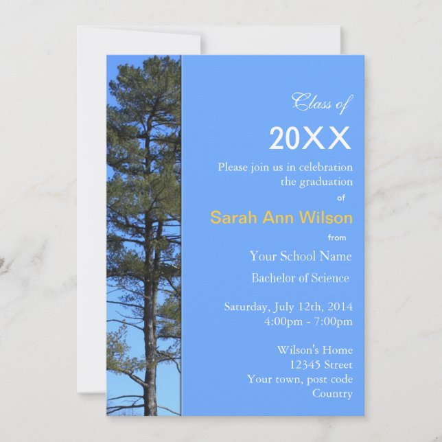 Convites Fotografia de árvore verde-azul (Frente)