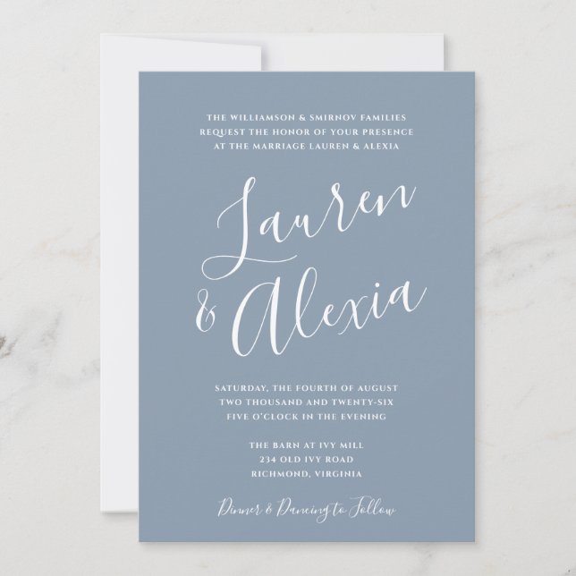 Convites Fotografia de Casamento com Caligrafia de Letra Mo (Frente)