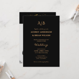 Convites Fotografia de Casamento com Tipografia Dourada Mon