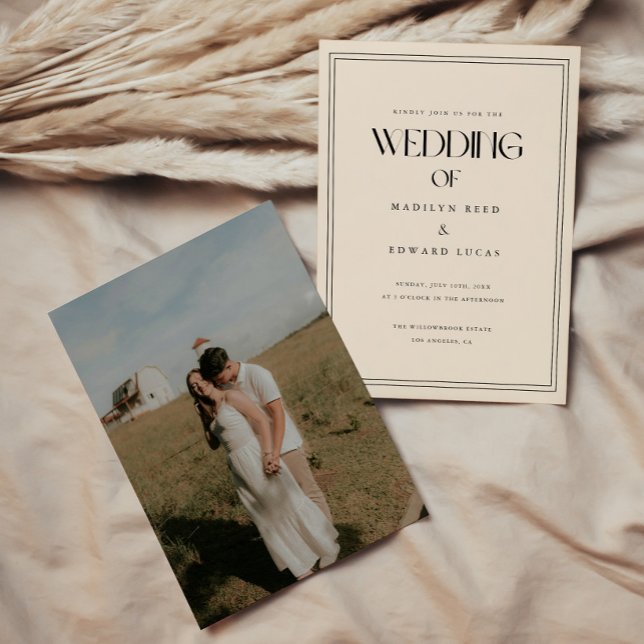 Convites Fotografia de casamento com tipografia negrito beg (Criador carregado)