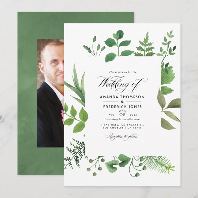 Convites Fotografia de casamento com vegetação da floresta  (Frente/Verso)