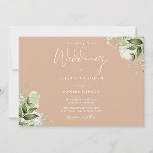 Convites Fotografia de casamento com verde botânico Tan
