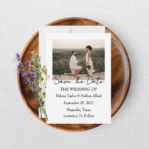 Convites Fotografia de Casamento Moderno Script Save The Da